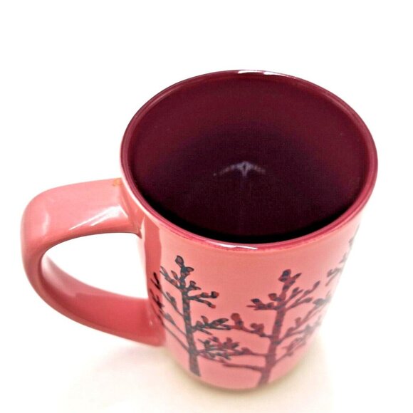 Davids Tea Nordic Mug Birch Tree Coral Pink Burgundy Ceramic Gold Dipped 16 oz - Picture 5 of 7